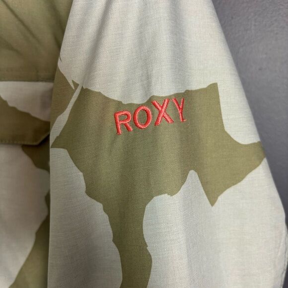 Roxy Women's Snow Ski Coat Winter Jacket Green Grey Floral Hooded Size Large - Picture 4 of 14